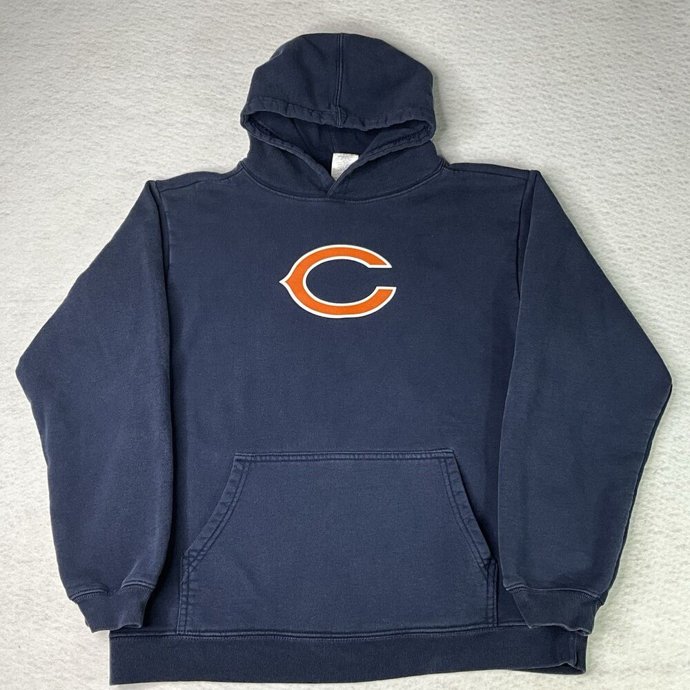 NFL Kids Blue Chicago Bears Patch Blue Hoodie XL  Reebok Hoodie Vintage